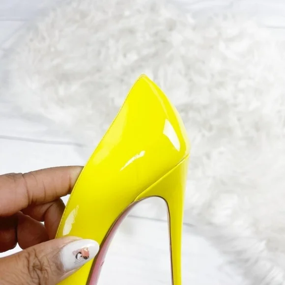 Christian Louboutin Women's Patent Yellow So Kate 120 Pumps Pointed Toe Size 36 - Picture 4 of 14